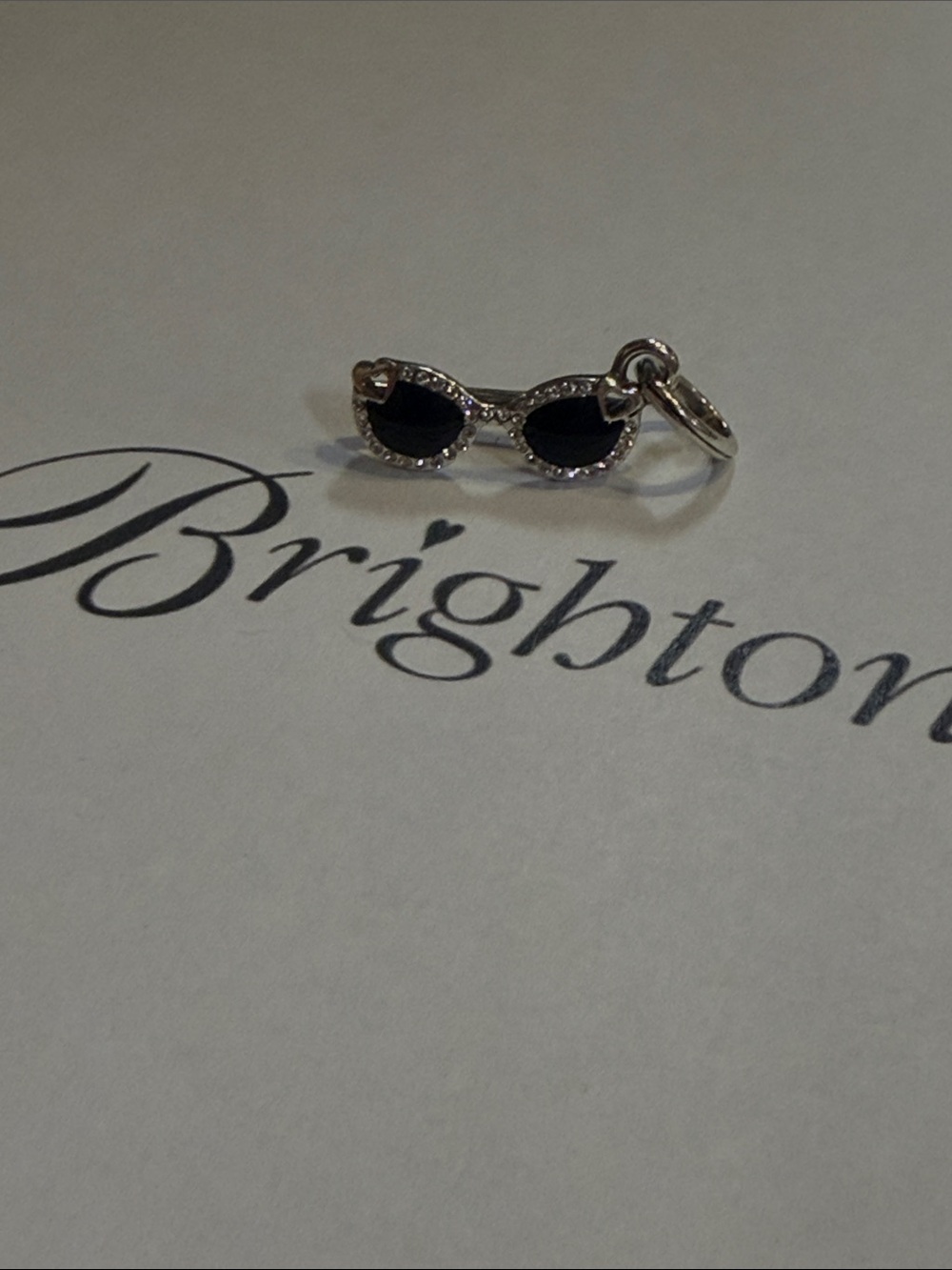 🔆 BRIGHTON Silver Sunglasses Charm with Black Lenses and Rhinestones